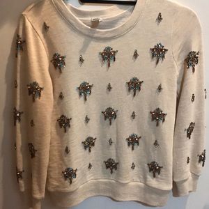 J Crew Jeweled Cluster Sweater in Cream